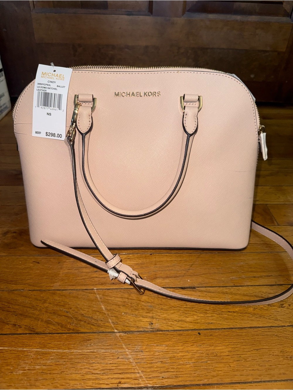 Michael Kors Blush Pink Saffiano Satchel with Crossbody Strap